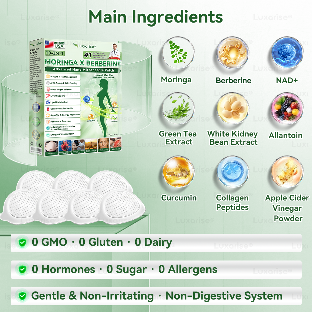 🚀 Once Daily 🚀, Visible Changes in 7 Days 𝑳𝒖𝒙𝒂𝒓𝒊𝒔𝒆® 𝑴𝒐𝒓𝒊𝒏𝒈𝒂 & 𝑩𝒆𝒓𝒃𝒆𝒓𝒊𝒏𝒆 10-𝑰𝑵-1 𝑨𝒅𝒗𝒂𝒏𝒄𝒆𝒅 𝑵𝒂𝒏𝒐 𝑴𝒊𝒄𝒓𝒐𝒏𝒆𝒆𝒅𝒍𝒆 𝑷𝒂𝒕𝒄𝒉 𝐎𝐛𝐞𝐬𝐢𝐭𝐲, 𝐃𝐢𝐚𝐛𝐞𝐭𝐞𝐬, 𝐒𝐥𝐞𝐞𝐩 𝐀𝐩𝐧𝐞𝐚, 𝐀𝐧𝐝 𝐉𝐨𝐢𝐧𝐭 𝐈𝐬𝐬𝐮𝐞𝐬
