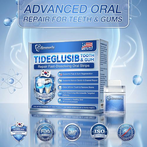 【A Game-Changer for Those with Dental Anxiety】𝐺𝑙𝑖𝑚𝑚𝑒𝑟𝑙𝑦® 𝑇𝑖𝑑𝑒𝑔𝑙𝑢𝑠𝑖𝑏 𝑇𝑜𝑜𝑡ℎ & 𝐺𝑢𝑚 𝑅𝑒𝑝𝑎𝑖𝑟 𝐹𝑎𝑠𝑡-𝐷𝑖𝑠𝑠𝑜𝑙𝑣𝑖𝑛𝑔 𝑂𝑟𝑎𝑙 𝑆𝑡𝑟𝑖𝑝𝑠(Supports tooth repair and helps relieve gum discomfort and other common oral concerns)